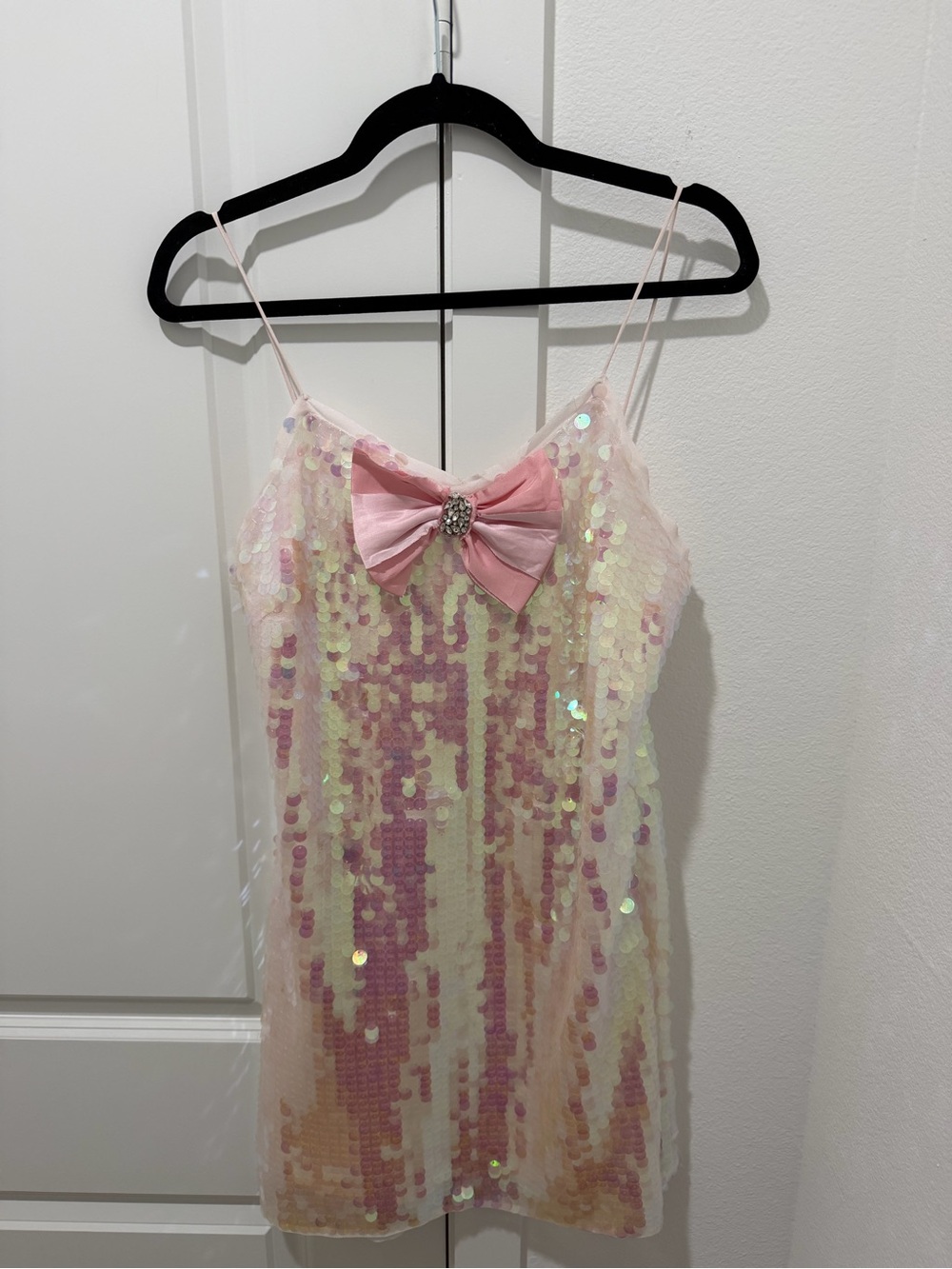 LoveShackFancy Kumi Sequin Statement Dress in Iridescent Pink - Picture 2 of 6